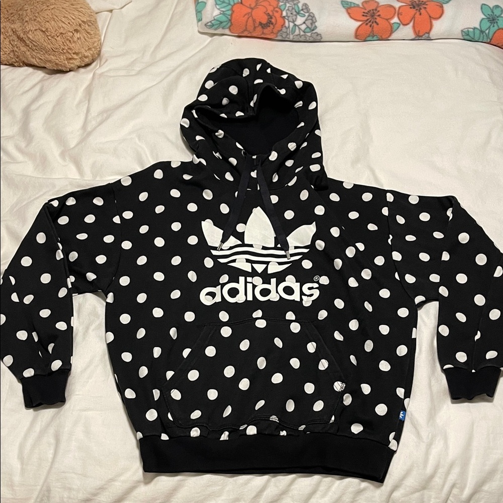 adidas Black and White Polka Dot Trefoil Hoodie